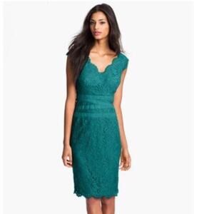 NWT Tadashi Shoji Embroidered Lace Sheath Dress Aqua Dress size 8